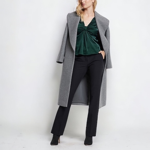 • Express • Satin V-Neck Flutter Lace Sleeve Knot Gramercy Top - Picture 3 of 9